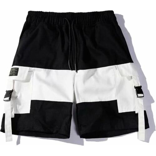 Summer Casual Womens Shorts Streetwear splice Harajuku Ribbons Female Shorts Japan Style Elastic waist Cotton Cargo Short Women