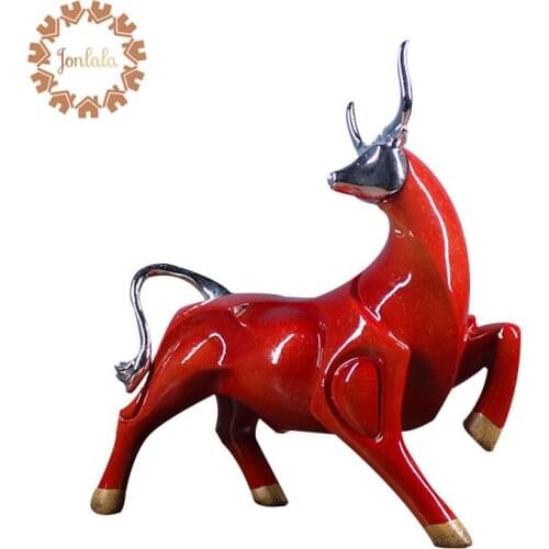 SMALL SIZE ELEGANT CATTLE AESTHETIC RED BULL RESIN ORNAMENTS HOME/OFFICE DESKTOP DECORATION MINIMALIST BEST GIFT, FREE SHIPPING