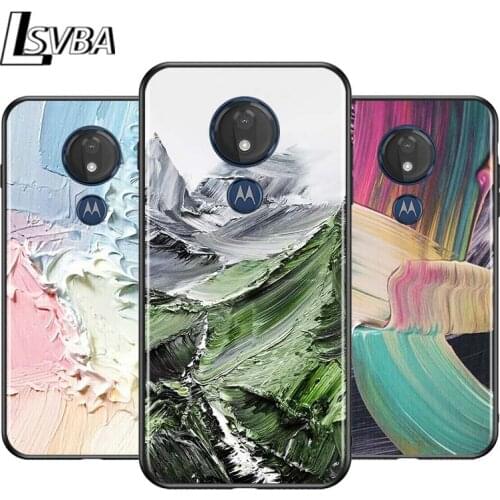 Oil Painting Paints for Motorola G9 G8 G E7 E6 One Play Marco Hyper Fusion Stylus Power Edge Plus Black Phone Case