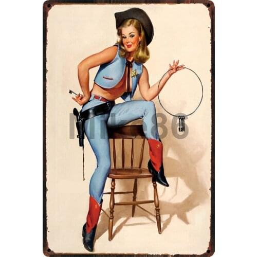 [ Mike86 ] Cow Boy Pin up Tin Sign Wall Posters ART Metal Painting Pub Craft Decor 20*30 CM SL-9080
