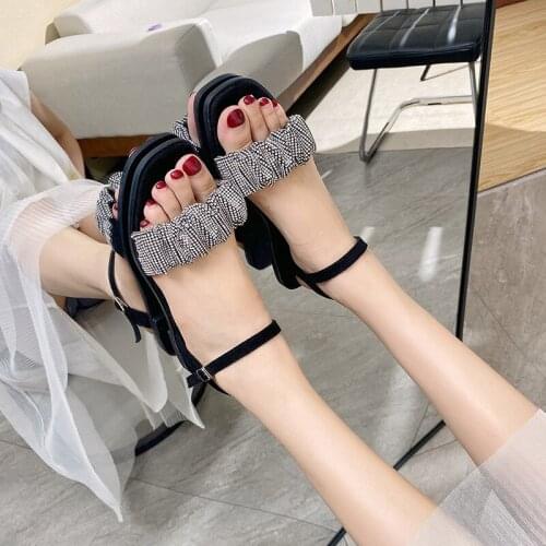 Fashion Rhinestones Ladies Summer Sandals For Women Sports Female Flat Shoes Buckle Elegant Sandals 2021 34 35 36 37 38 39 40