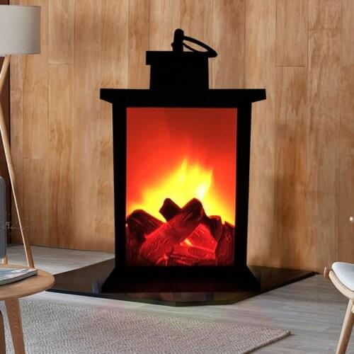 Ing Fireplace Lantern Tabletop Flameless LED Lamp Outdoor Garden Decor