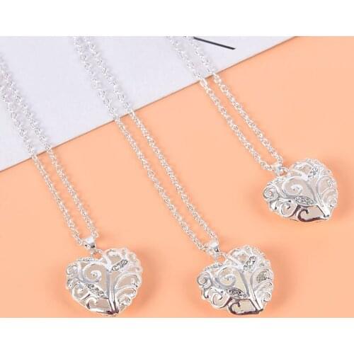Women New Glow In The Dark necklace Chocker Hollow Heart Locket Glowing Stone Pendant Stainless Steel Chain Necklace