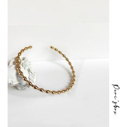 Perisbox Gold Beads Linked Gold Bangles Small Circle Geometric Bangles for Women Minimalist Open Bangle Adjustable 2020 Fashion