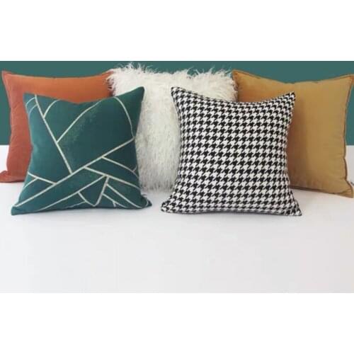 Pillow Cushion Sofa от храпа Alanna Kniekusse Cushion Pillowcase Combination Nordic Modern Light White Orange Velvet Plaid