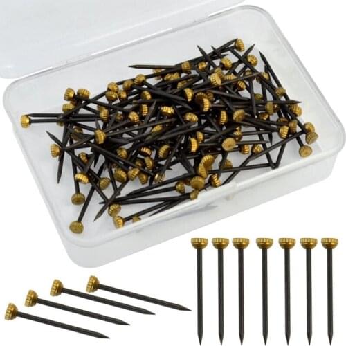 K1KA Boxed Picture Hanging Nails Picture Hang Solutions Black Nails and Brass Head for Brass Picture Hangers Frame Hangers