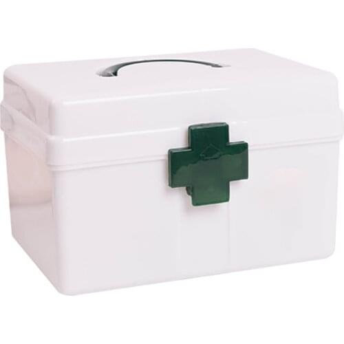 Portable Plastic Household Medicine Box Double-Layer Home First Aid Kit Medicine Box for Home Emergency Office Car Storage Box