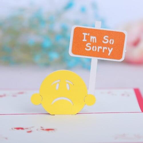10pcs Wholesale 3D Handmade I'm So Sorry Apologize Paper Invitation Greeting Cards PostCard Boyfriend Girlfriend Creative Gift