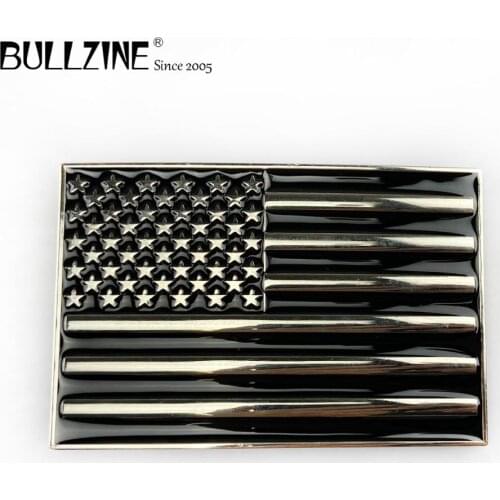 The Bullzine Fashion US flag belt belt buckle with silver finish FP-03674 suitable for 4cm width belt
