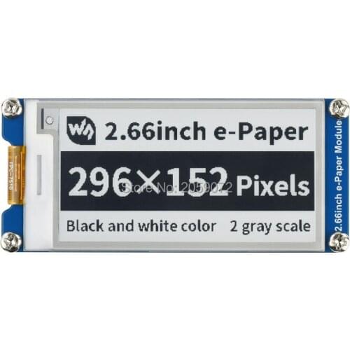 Raspberry Pi 2.66inch E-Paper E-Ink Display Module, Black / White, 296×152