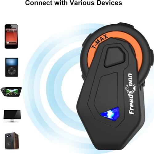 T-Max Motorcycle Group Talk System 1000M 6 Riders BT Interphone Bluetooth Helmet Intercom Headset Bluetooth 4.1 + FM Radio