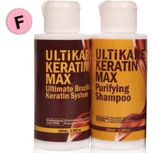 100ml Free Formalin Keratin Hair Treatment Straightening and 100ml Purifying Shampoo Smooth Shiny and Repair Damage Hair