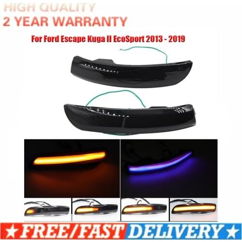 2 Pieces LED Rear View Mirror Indicator Light Dynamic Turn Signal Light for Ford Escape Kuga II EcoSport 2013 - 2019