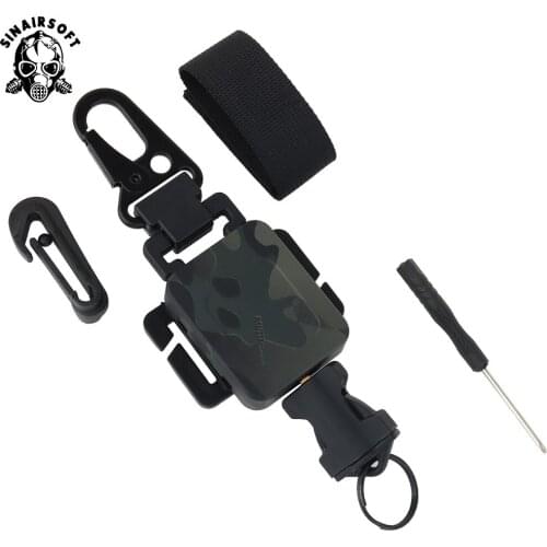Tactical Pistol Retractable Sling Rotary Nylon Rope Metal Steel Clip Keychain Key Storage Hunting Airsoft Paintball Accessories