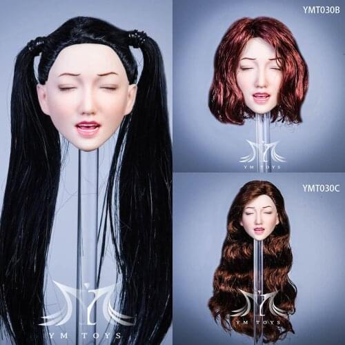 In Stock YMT030 1/6 Eyes Closed Female Head Sculpt Mouth Opening Girl Head Carving Fit 12'' Action Figure Body