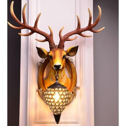 Vintage Antler Resin LED Wall Lamp Nordic 111V~240V Art Deer Wall Light Home Decor Vanity Light Living Room Wall Sconce Lamp
