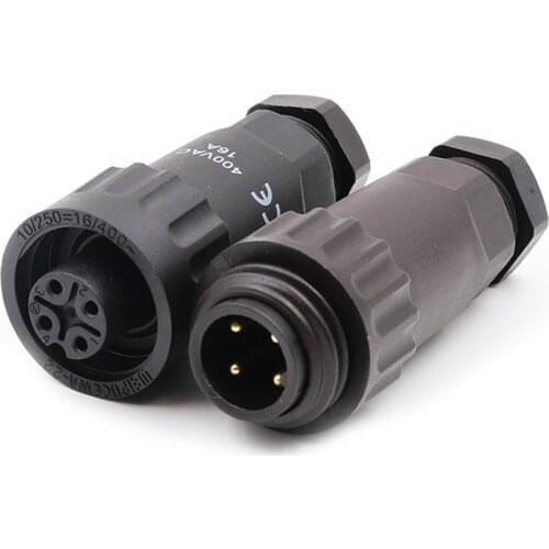 WA22 Industrial Circular Waterproof PBT Plastic 4Pin 7Pin Connector Solder Screw Termination 10A 16A Panel/In-line Cable Adapter