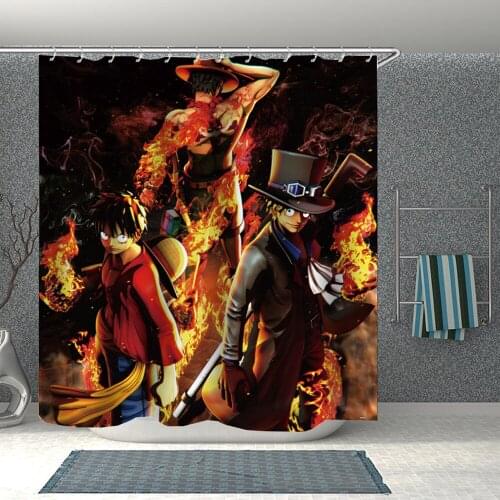Popular Anime One Piece 3D Print Shower Curtain Polyester Fabric Bathroom Curtain Waterproof Hook Bath Curtain 02