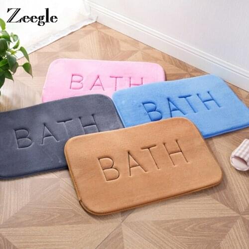 Zeegle Coral Fleece 40x60cm Absorbent Bathroom Carpets Toilet Bath Mats Anti-slip Floor Mats Bathroom Door Mtas Shower Room Pads
