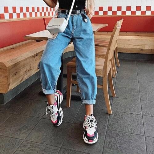 Women Wide Leg Jeans Blue Cargo Jeans Straight Leg Women Baggy Pants Fashion Korean Style High Waist Female Loose Trousers