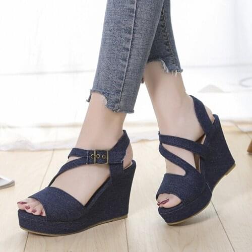 Rimocy New Summer Women Cowboy Wedges Sandals Platform Shoes Super High Heels Peep Toe Gladiator Sandalias Mujer Plus Size 43