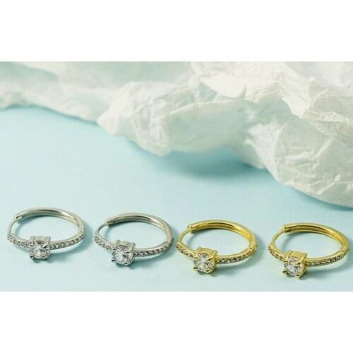 925 Sterling Silver Square Hoop Earrings for Women Zircon Small Earrings Gold Color Daily Jewelry Gifts