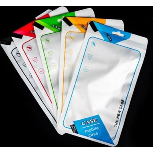 1000PCS 12x21CM Multi Color Cell Phone Case Ziplock Bags PP Plastic Phone Cover Clear Sealing Pouch Bags Accesorries Packaging