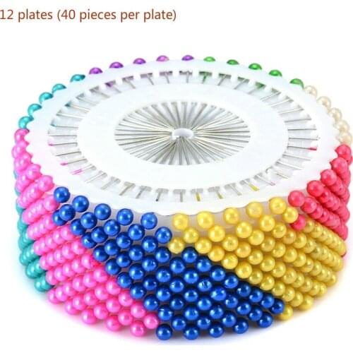 12 sets of mixed color bead needles, pearl head wedding dress craftsmanship, straight stitching, round head pearls, stainless s