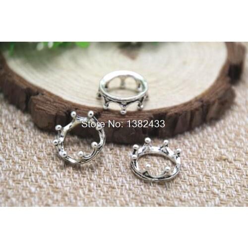 20pcs crown charms silver tone 3D CROWN charm pendants 16mm