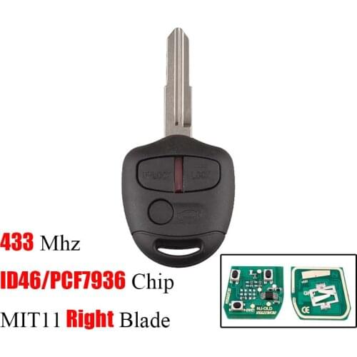 3 Buttons Car Remote Key Fob 433Mhz With ID46 Chip for MITSUBISHI Lancer Triton Pajero Outlander ASX Lancer MIT8 Lama