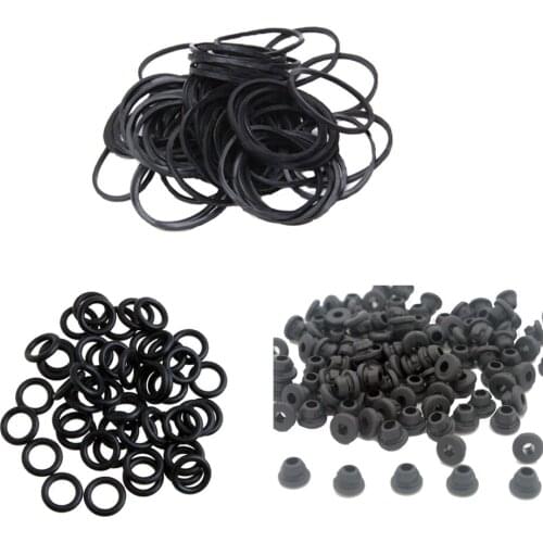 300PCS Tattoo Machine 100XRubber Bands+100XA-bar black Nipples O-rings+100XGrommets for tattoo gun needles tips Free Shipping