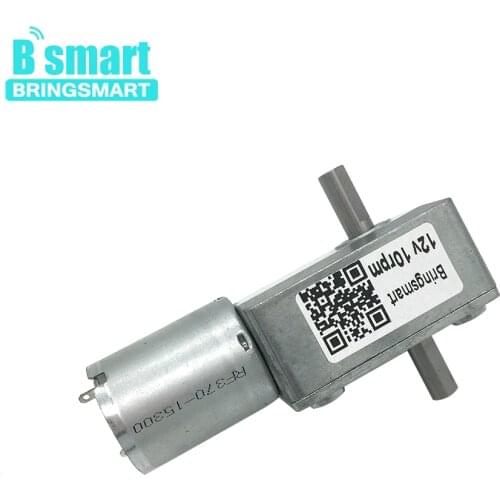 Bringsmart Double Shaft JGY-370S DC 12v Reduced Worm Geared Motor 24v Mini Motor Self-lock Gearbox Reversible Dual Output Motor