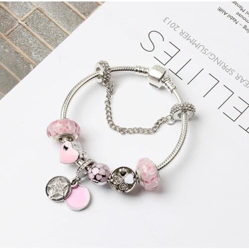 Quick sale of Korean version of Tongmulan Beaded Bracelet DIY peach blossom glazed beads jewelry