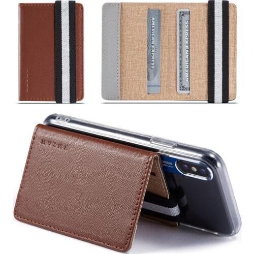 THINKTHENDO 2020 RFID Blocking Adhesive Genuine Leather Credit Card Pocket Sticker Pouch Holder Case for Cell Phone