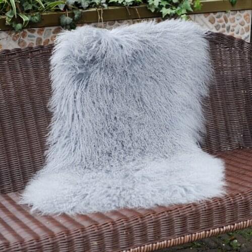 CX-D-24H Real Fur Mongolian Lamb Fur Throw Blankets and Carpets For Living Room Sofa Cover
