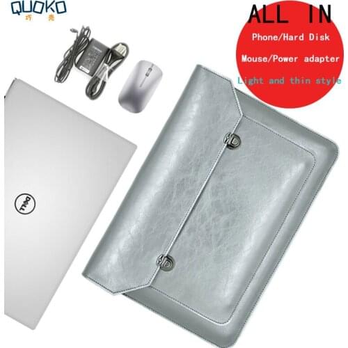 Double Layer Briefcase style Laptop Bag Cover,Microfiber Leather NoteBook Sleeve Case For Dell XPS 13 & XPS 15