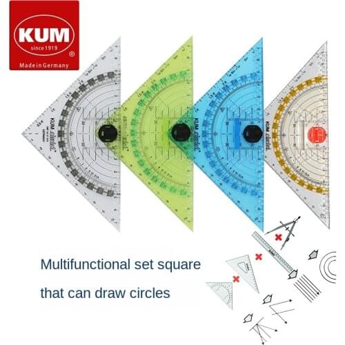Germany Kumm 293c Compasses Ruler Protractor Set Square Four-in-One High Transparent Multi-Function Set Square