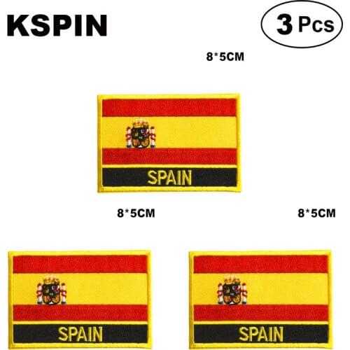 Spain Rectangular Shape Flag patches embroidered flag patches national flag patches for clothing DIY Decoration