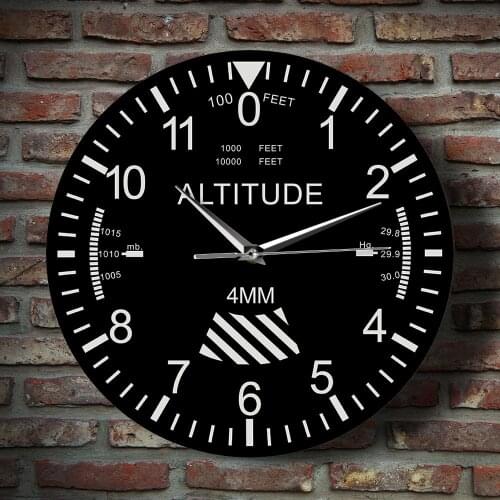 Classic Altimeter Round Wall Clock Modern Altimeter Instrument Style Wall Clock Pilot Air Plane Altitude Measurement Home Decor