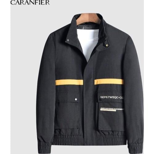CARANFIER 2019 New Mens Jackets Autumn Casual Coats Bomber Jacket Letter embroidery Slim Fashion Male Outwear Men Brand Clothing