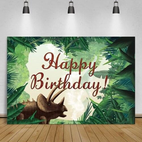 Laeacco Green Forest Jurassic Dinosaur Birthday Party Shrub Tree Child Baby Portrait Photo Background Photography Backdrops