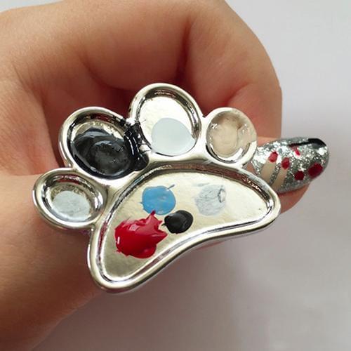 Fashion/ Cute Women Mini Finger Nail Art Palette Footprint Free Hand Manicure Open Ring Alloy Palette Nail Art Palette Rings pa