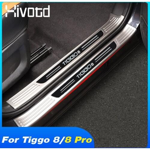 Hivotd Door Sill Scuff Plate Cover Stainless Steel Exterior Accessories Threshold Protection Parts For Chery Tiggo 8/Tiggo 8 Pro