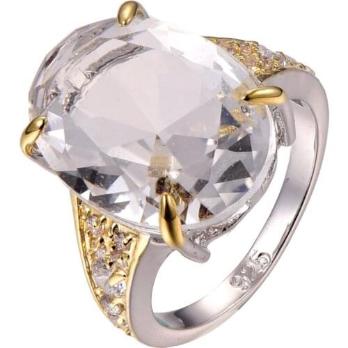 Huge White Crystal Zircon 925 sterling silver Ring Size 6 7 8 9 10 F1300