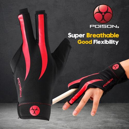 Original POISON Glove Professional Pool/Snooker Cue Glove Three-finger Mitts Non-slip Left-handed Comfortable Billiard Accessory