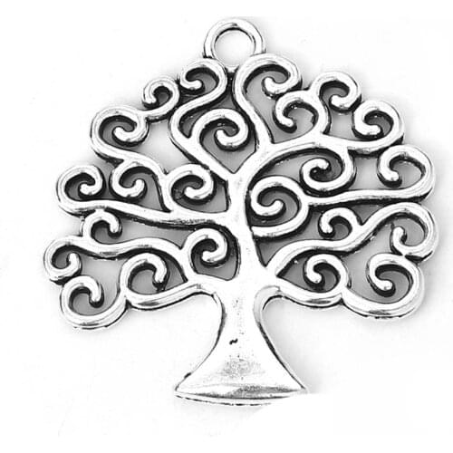 DoreenBeads Fashion Zinc Based Alloy Pendants Tree silver color Jewelry DIY Findings Charms , 2 PCs