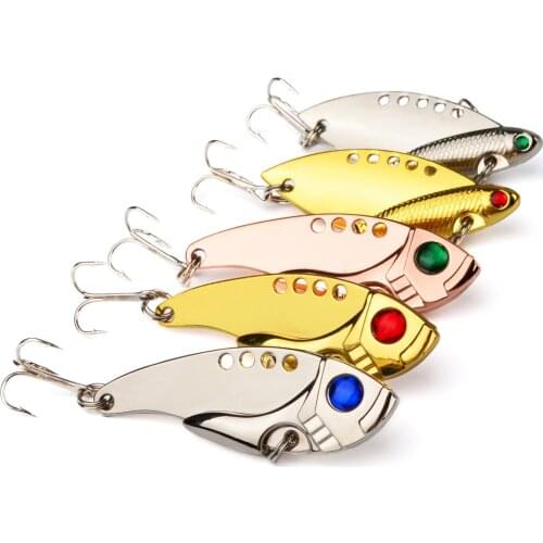 1Pcs Metal VIB Lures 6cm 11g 3D Eyes vivid Vibrations Spoon Lure Fishing bait Bass Artificial Hard Bait Cicada lure VIB Bait