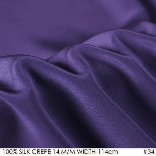 SILK CREPE DE CHINE 14mm Width 45"-114cm100%Pure Silk Dress Fabric Evening Dress Fabric Women Silk Shirt 5Meters/Lot Purple NO34