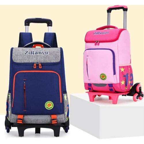 School Backpack Trolley 2/6 Wheeles Bag Strong Upstair Waterproof Wheeled Boy Children Schoolbag Fashion Girls Kids Luggage Bags