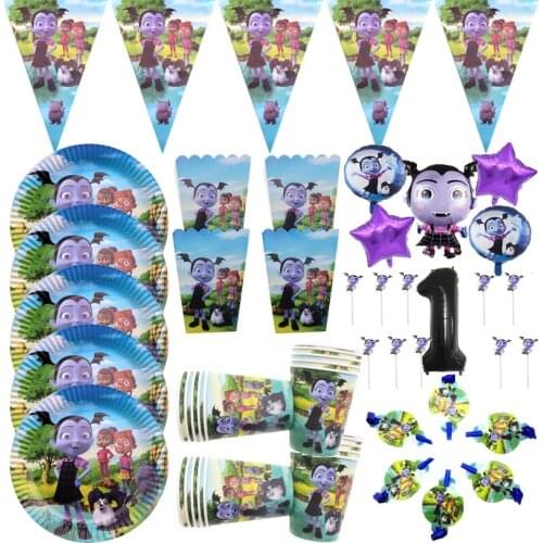Vampire Girl Halloween Theme Birthday Party Decoration Paper Pup Plate Banners Balloon Set Baby Shower Supplies Halloween Decor